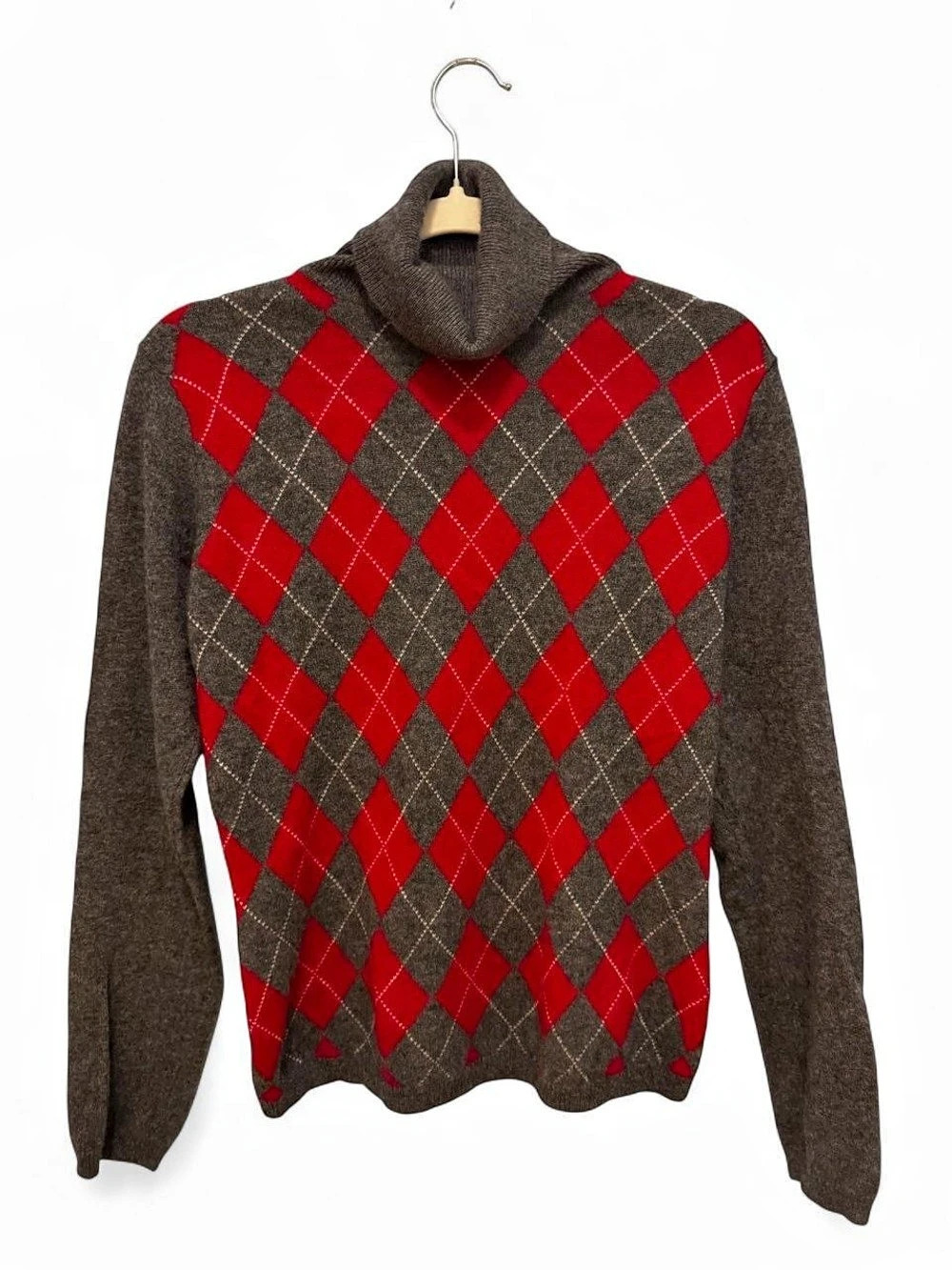 apt. 9 Cashmere Argyle Turtleneck Sweater Medium